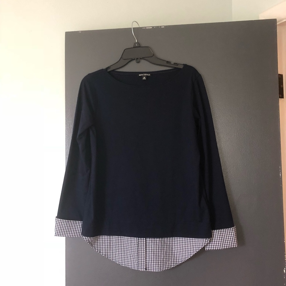 JCrew navy and white top XS